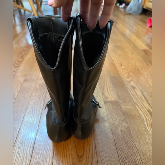 Durango Black Leather Slouch Boots Womens 6.5 M Western Wear Silver Tips buckle - Picture 3 of 16